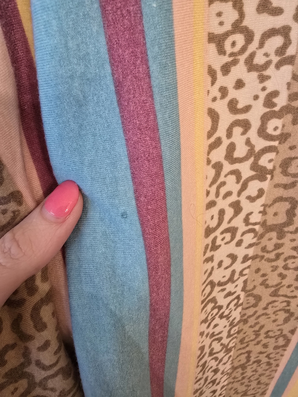 ODDY Pastel Striped Oversized Tunic with Leopard Accent Plus Size 2x/3x - Picture 3 of 5